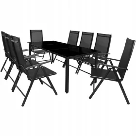   Set vrtnog namještaja - Garnitura vrtnog namještaja Casaria metal Bern, crna, 9 komada.