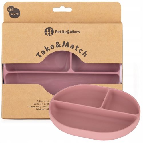 Petite&Mars Silikonski Ovalni Talerič s Pretincima i Prislonom
