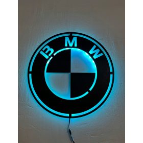 BMW logo LED drvena slika NOĆNA SVJETILJKA