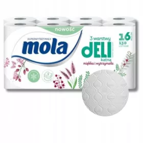  Mola Luksuzni Toaletni Papir Delikatna Bijela (16 rola) 3 Sloja Mekana Delikatnost