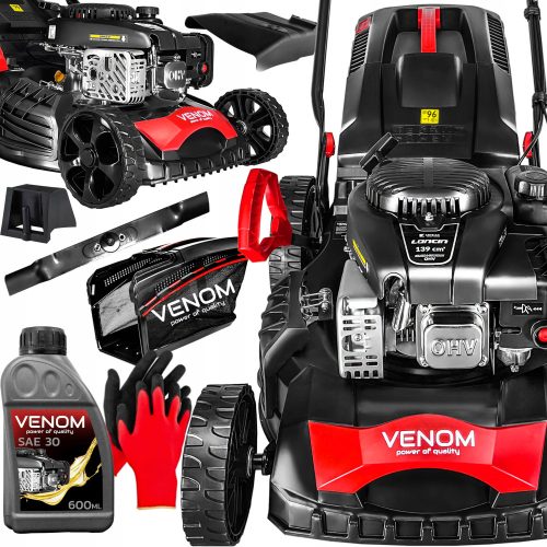 Benzinska, dizel kosilica - Venom benzinska kosilica s košarom, zapremine 139 cm³. košara 62 l, širina reza 46 cm + 2 ostala proizvoda