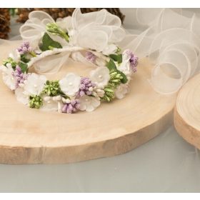   Pletenica Ljubičasta cvjetna pletenica na ružičastoj podlozi za Prvu Svetu Pričest 007