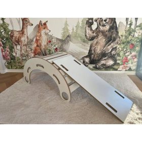   Drvena Montessori ljuljačka i tobogan set BIJELI 120x57 visina 60
