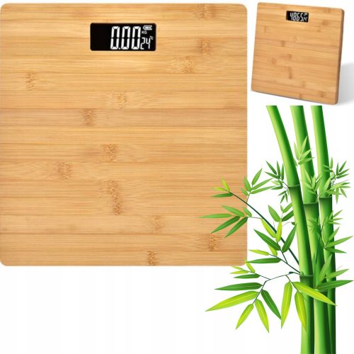 Elektronička kupaonska vaga od bambusa do 180 kg s LCD digitalnom temperaturom
