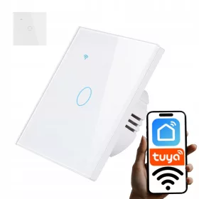  PREKIDAČ SVJETLOSTI WIFI STAKLENI BIJELI JEDNOG DIZAJNA TUYA SMART FI60