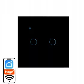   PREKIDAČ SVJETLA WIFI DOTAKNI STAKLO SMART HOME DVOSTRUKI CRNI