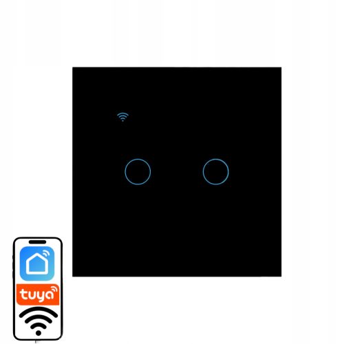 PREKIDAČ SVJETLA WIFI DOTAKNI STAKLO SMART HOME DVOSTRUKI CRNI