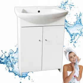   Zestaw kupaonskog ormarića Bijeli s velikim umivaonikom 60 cm