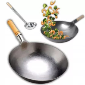   Emro Aziatica 6088098 wok srebrni 40 cm + kutlača Pronett XJ3513 srebrni 52 cm
