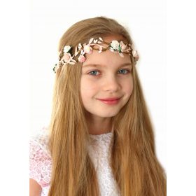 Nježni, ružičasto-bijeli vjenčić za prvu pričest