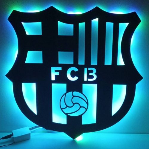FC Barcelona Drveni Nogometni Grb LED Noćna Lampa Poklon