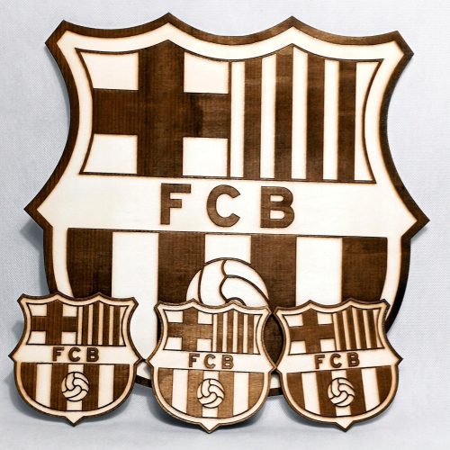 Nakit od 4 drvene slike klupske grbe nogometnog kluba FC Barcelona