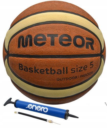 Košarkaška lopta Meteor Cellular za djecu, veličina 5 + Enero ručna pumpa