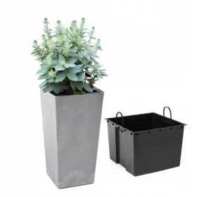    Lamela saksija 35 cm x 35 x 68 cm promjer 35 cm plastične nijanse sive i srebrne