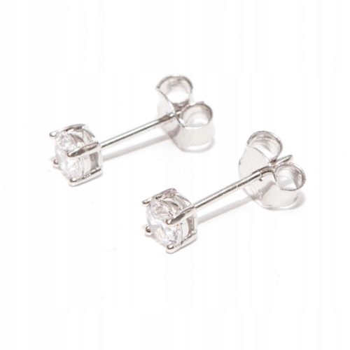 Srebrne naušnice s kubnim cirkonijem, 3 mm, 925 srebro, kubni cirkonij kamenčići