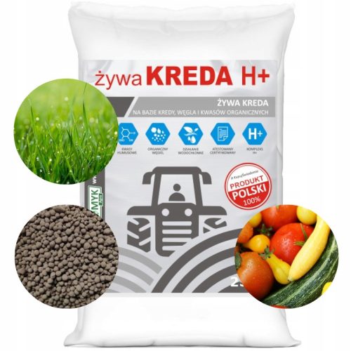 iva kreda H+ 25kg granulirana - Vaše rješenje za zdravu i bujnu travu te plodnu povrtnicu! Trostupanjsko gnojivo: Kreda jača tlo, podiže pH i nadopunjuje kalcijem, organske kiseline jačaju biološki ži