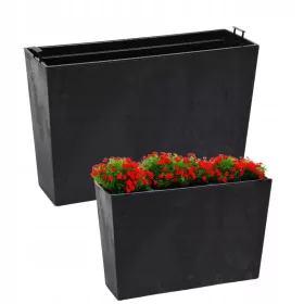  Lamela saksija 56 cm x 18,8 x 36,2 cm, crna plastika