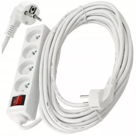 Berge strip produžni kabel 10 m, 4 kom utičnice, bijeli