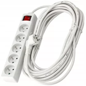Berge strip produžni kabel 10 m, 5 kom utičnica, crni