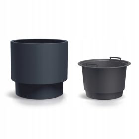    Posuda za cvijeće s umetkom Prosperplast Heos, antracit, 39,5 x 37 cm