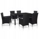 Set crnih vrtnih namještaja od poliratana s staklenim stolom, 150x90x75 cm