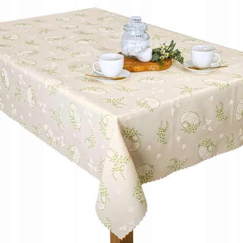 Obrus za blagdanski stol s 3D efektom jaja Ecru Waves 140x240 cm otporan na mrlje - Stolni tekstil za posebne prigode!