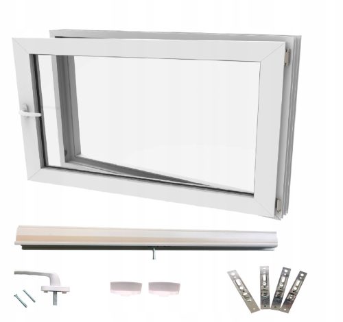 Topli bijeli PVC prozor, desni, dimenzija 60x40 cm, sa dodacima, dvostruko staklo, 60 mm profil