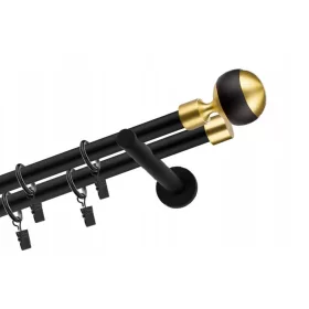    KARNIŠA DVOSTRUKA METALNA 19+19MM MAT CRNA MAT 200cm SET UZORAKA