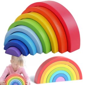    Drveni puzzle Sorter Rainbow Blocks Montessori TOOKY TOY za djecu