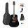 MAX Akustična Gitara Dreadnought Western crna s štimerom, koferom i remenom