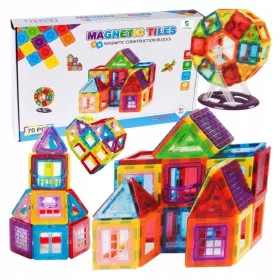    Veliki MAGNETNI BLOKOVI Edukativni građevinski 3D set PANELI 70 ELEMENATA.