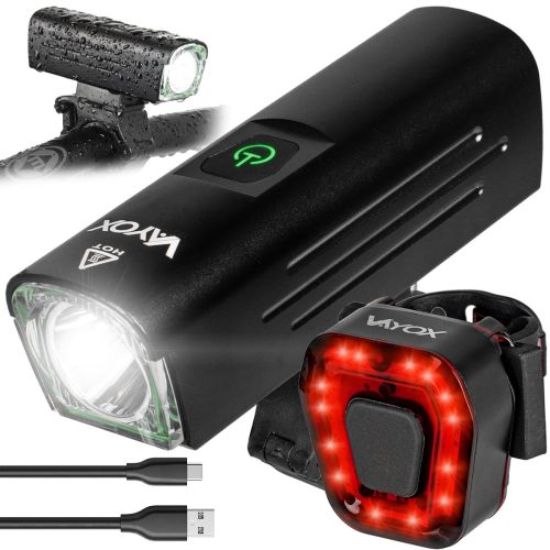  Vayox VA0071 svjetlo za bicikl 1300 lm baterija + Vayox VA0048 svjetlo za bicikl s ugrađenom baterijom crvena