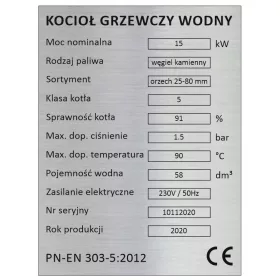 Peć na drva, eko grašak, kameni ugljen 15 kW