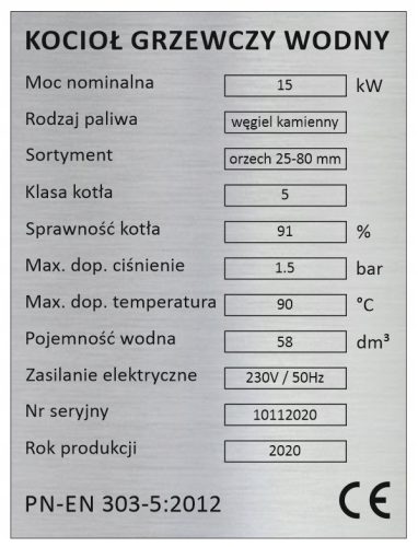 Peć na drva, eko grašak, kameni ugljen 15 kW