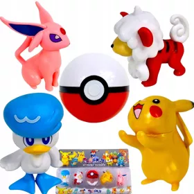    POKEMON FIGURICE SET 5u1 POKEBALL LOPTE FIGURICE FIGURICE 4 DIJELA PIKACHU