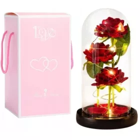 VJEČNA RUŽA U STAKLU S LED SVJETLOM