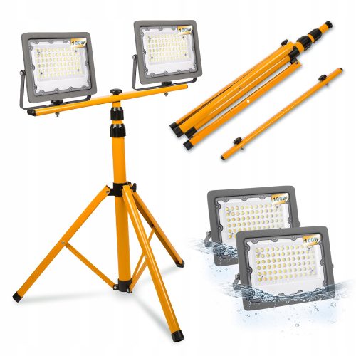 Halogeni LED Statyw za Gradilišta Reflektor 2x100W / 200W 20000lm Stalak
