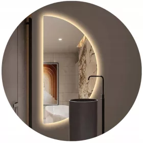    LED OGLEDALO SVJETLJENO POLUKRUŽNO 130X65cm ZIDNI POTKROVNI ORMAR KUPAONSKI