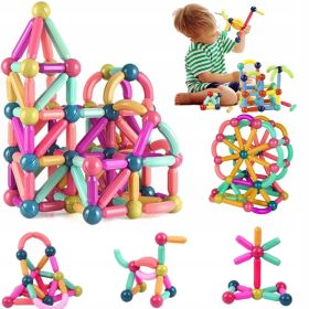    MAGNETNI KONSTRUKCIJSKI EDUKATIVNI BLOKOVI VELIKI SET 64 ELEMENTA STABLE