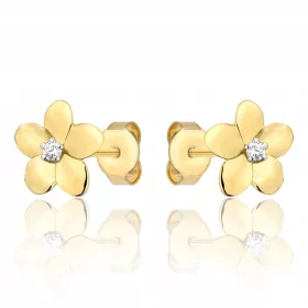 Zlatne cvjetne naušnice s kubnim cirkonijem na nitu