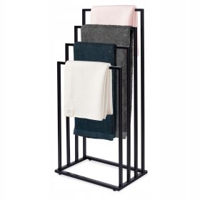   Stalak za ručnike NELI, crna mat | Stalak za kupaonske ručnike s 4 ramena, modernog dizajna, izrađen od visokokvalitetne čelične konstrukcije sa zaštitnim stopicama. Ovaj praktičan i estetski oblikova