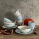 Cottage Sky & Cream Porculanski Set za Doručak za 4 Osobe