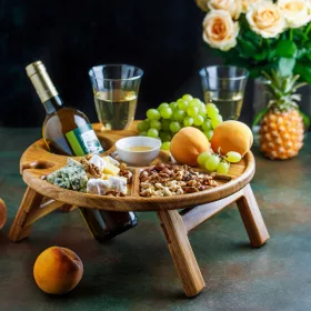 Sklopivi hrastov stol za vino i sir