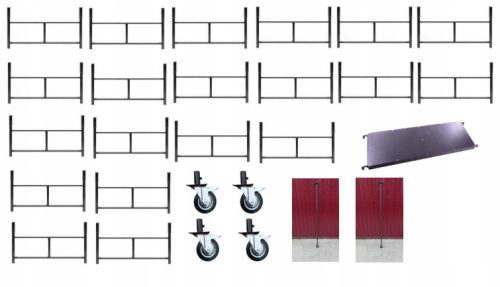 Rusztovanje Varšava - Set od 20 dijelova + 4 velika kotača + platforma + 2 prečke