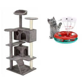  Visoka kula za grebanje za mačke - Legowisko s 7 poluga + igračka za mačke