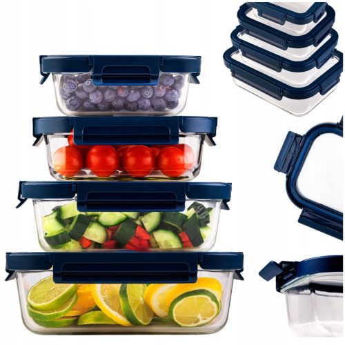  Hermetičke staklene posude za pohranu LUNCH BOX 4x