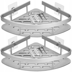   VISEĆA KUTNA KUPAONSKA POLICA, ALUMINIJ, LJEPILO SA PRIGONAMA