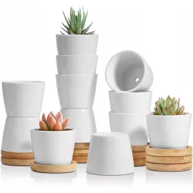    Posuda za cvijeće T4 6,5 cm x 6,5 x 5 cm promjer 6,5 cm keramika bijela