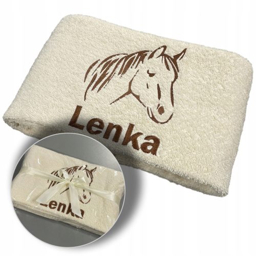  PERSONALIZIRANI RUČNIK SA VEZOM 70X140CM GRAFIKA KONJA SA IMENOM 500G