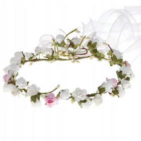   Vijenac za prvu pričest s ružičastim detaljima model WM110